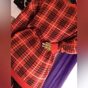 Red and black long sweater